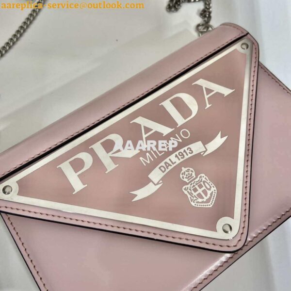 Replica Prada 1BH189 Brushed leather shoulder bag Light Pink 3