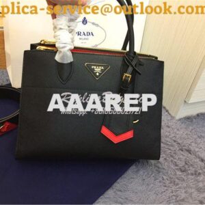 Replica Prada Paradigme Black Bag with red luggage tag 1ba102 1ba103