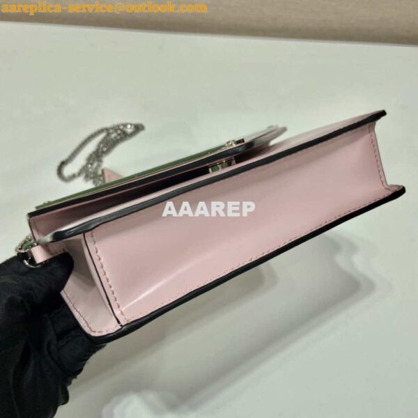 Replica Prada 1BH189 Brushed leather shoulder bag Light Pink 4