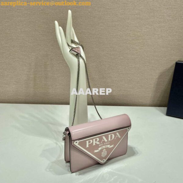 Replica Prada 1BH189 Brushed leather shoulder bag Light Pink 5