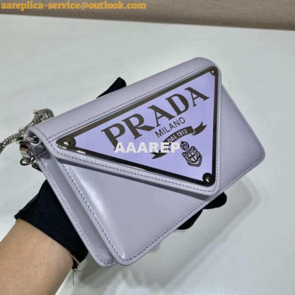 Replica Prada 1BH189 Brushed leather shoulder bag Light Purple 3