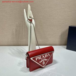 Replica Prada 1BH189 Brushed leather shoulder bag Red 2