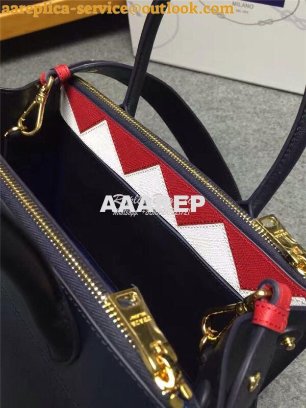 Replica Prada Paradigme Dark Blue Bag with red luggage tag 1ba102 1ba1 10