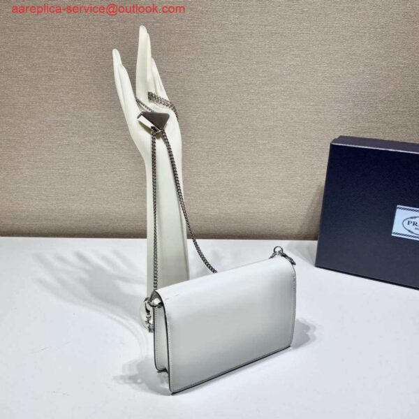 Replica Prada 1BH189 Brushed leather shoulder bag White 8