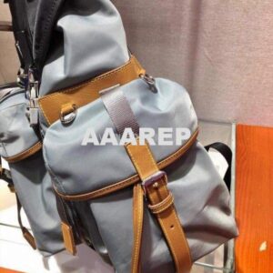 Replica Prada 2VZ074 Nylon Backpack Bag in Gray 2