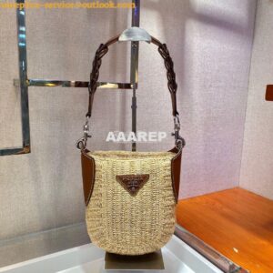 Replica Prada Raffia and Leather Bag 1BC126