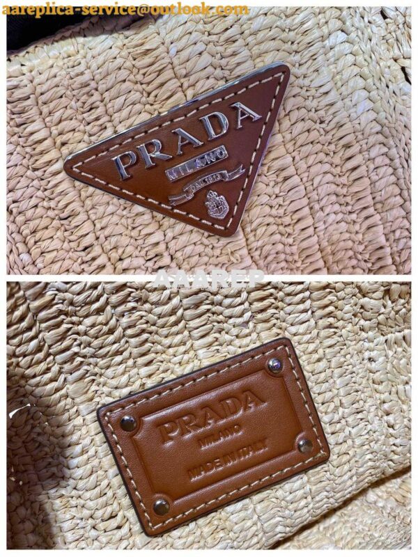 Replica Prada Raffia and Leather Bag 1BC126 5