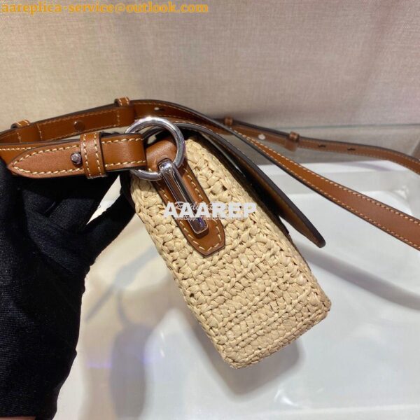 Replica Prada Raffia and Leather Shoulder Bag 1BD243 7