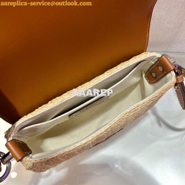 Replica Prada Raffia and Leather Shoulder Bag 1BD243 9