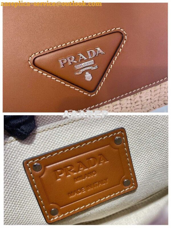 Replica Prada Raffia and Leather Shoulder Bag 1BD243 10