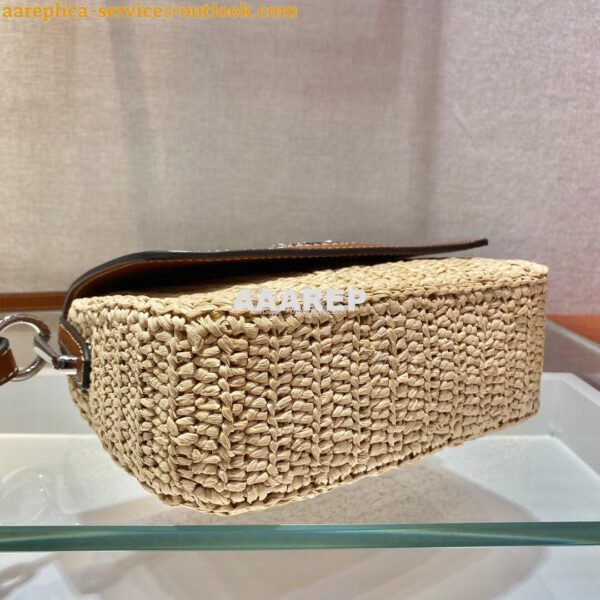 Replica Prada Raffia and Leather Shoulder Bag 1BD243 11