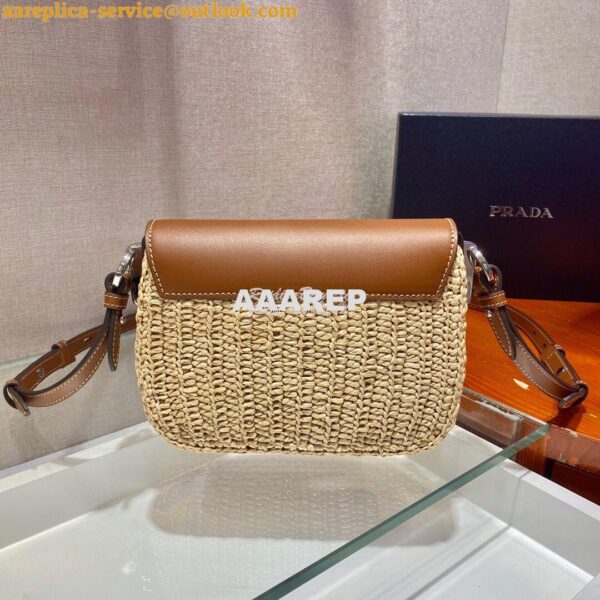 Replica Prada Raffia and Leather Shoulder Bag 1BD243 12