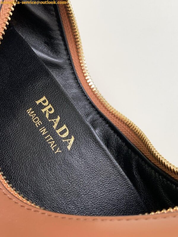 Replica Prada Arque Shoulder Bag in Brown Leather 10