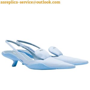 Replica Prada Gabardine Slingback Pumps In Light Blue Nylon