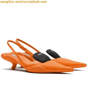 Replica Prada Gabardine Slingback Pumps In Orange Nylon 2