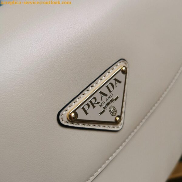 Replica Prada Arque Shoulder Bag with Flap in Beige Leather 5