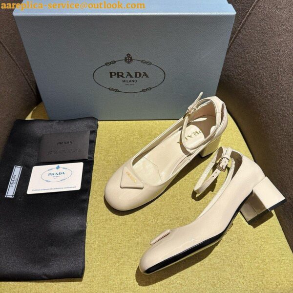 Replica Prada Pumps 35mm in White Patent Leather 8