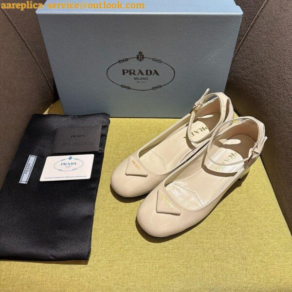 Replica Prada Pumps 35mm in White Patent Leather 11