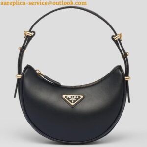 Replica Prada Arque Shoulder Bag with Flap in Black Leather 2