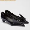 Replica Prada Pumps 85mm In Black Brushed Leather 2