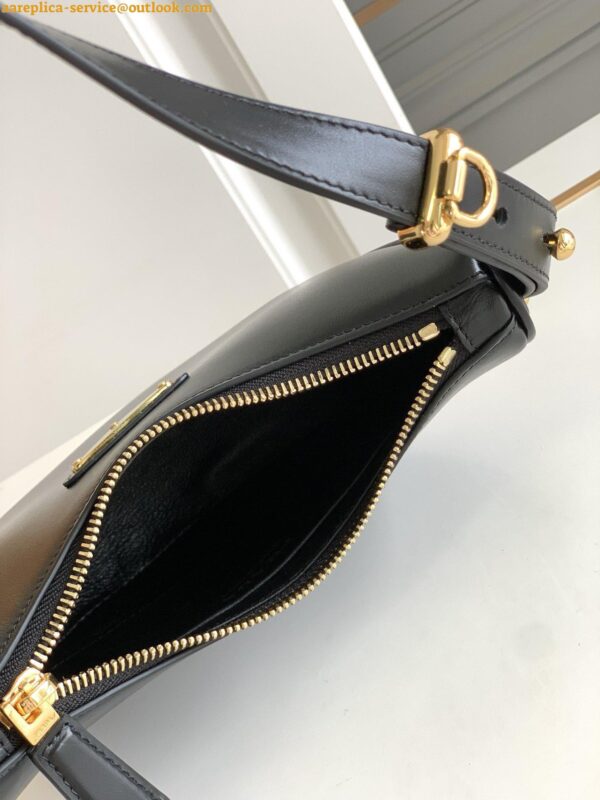 Replica Prada Arque Shoulder Bag with Flap in Black Leather 10