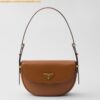 Replica Prada Arque Shoulder Bag with Flap in Beige Leather