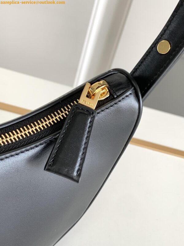 Replica Prada Arque Shoulder Bag with Flap in Black Leather 13