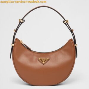 Replica Prada Arque Shoulder Bag with Flap in Brown Leather 2