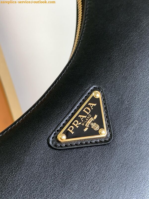 Replica Prada Arque Shoulder Bag with Flap in Black Leather 20