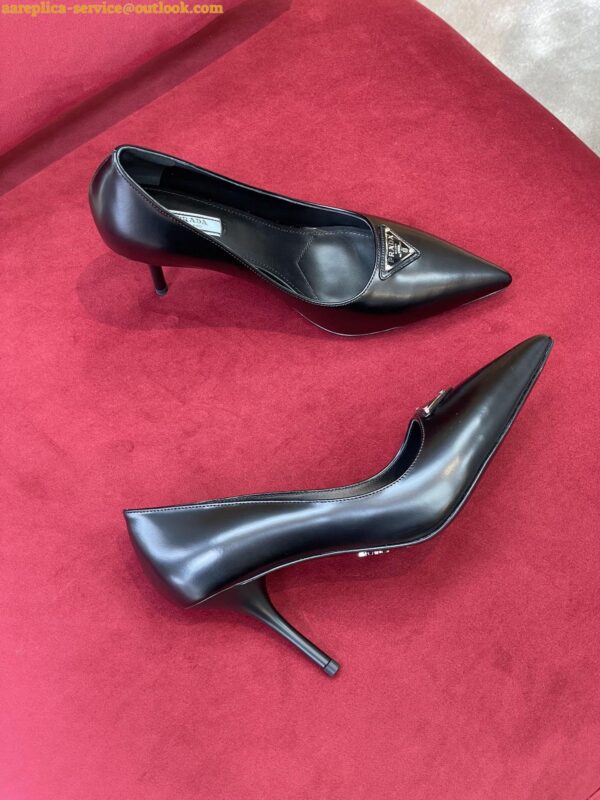 Replica Prada Pumps 85mm In Black Brushed Leather 6