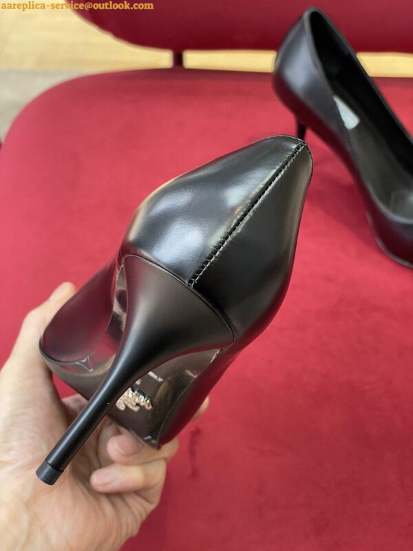 Replica Prada Pumps 85mm In Black Brushed Leather 9