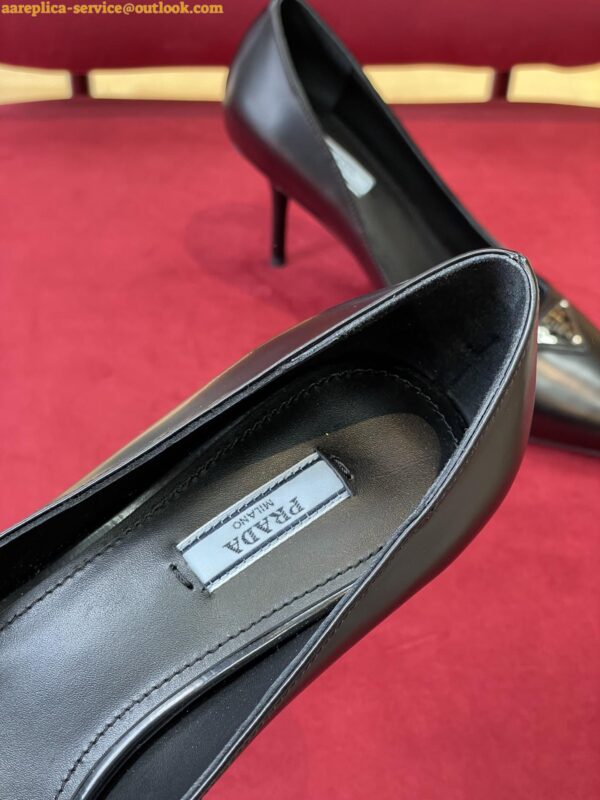 Replica Prada Pumps 85mm In Black Brushed Leather 10