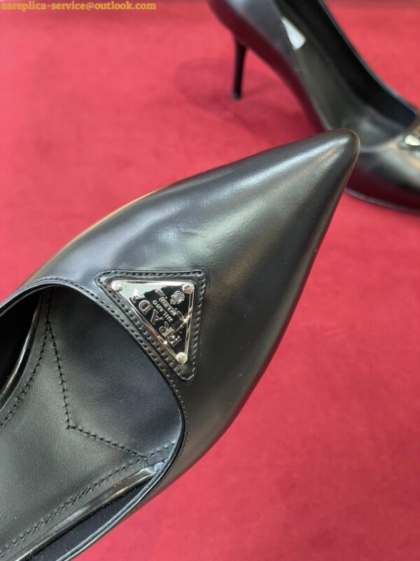 Replica Prada Pumps 85mm In Black Brushed Leather 11