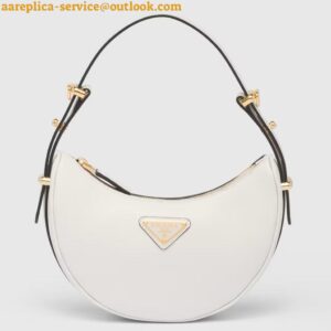 Replica Prada Arque Shoulder Bag with Flap in White Leather 2