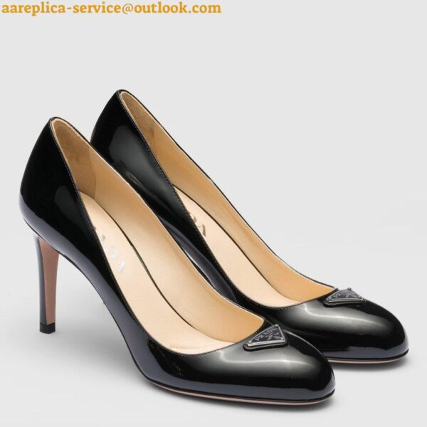 Replica Prada Pumps 85mm In Black Patent Leather 3