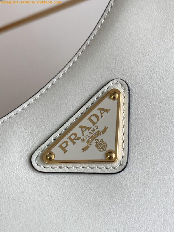 Replica Prada Arque Shoulder Bag with Flap in White Leather 7