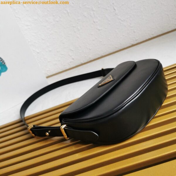 Replica Prada Arque Shoulder Bag with Flap in Black Leather 29