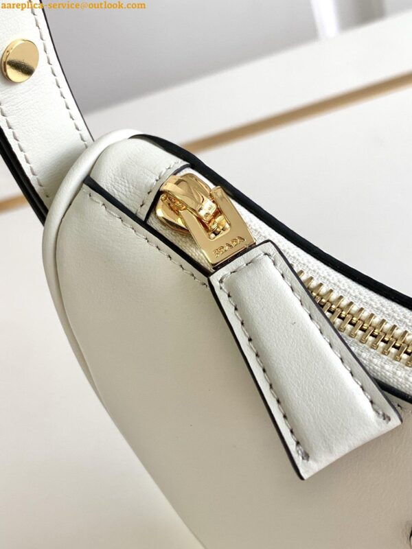 Replica Prada Arque Shoulder Bag with Flap in White Leather 10