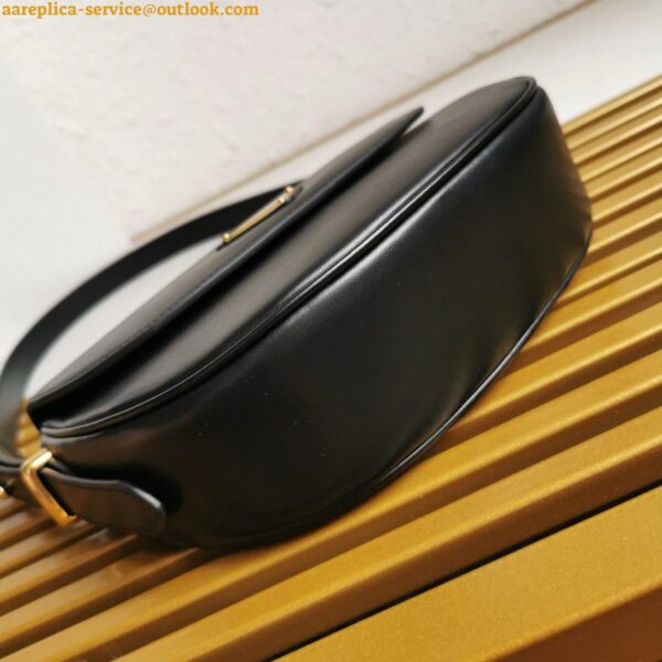 Replica Prada Arque Shoulder Bag with Flap in Black Leather 31