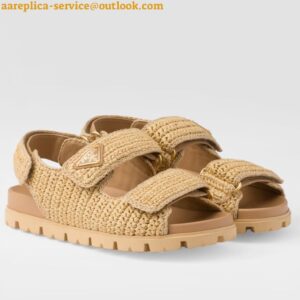 Replica Prada Women's Crochet Sandals in Natural Raffia