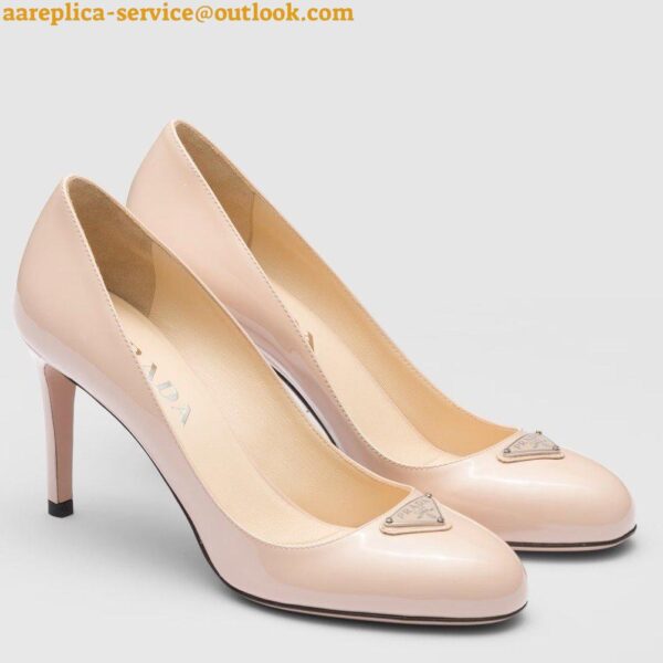 Replica Prada Pumps 85mm In Powder Pink Patent Leather 4