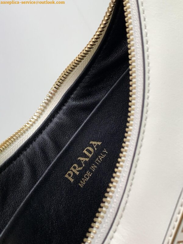 Replica Prada Arque Shoulder Bag with Flap in White Leather 22