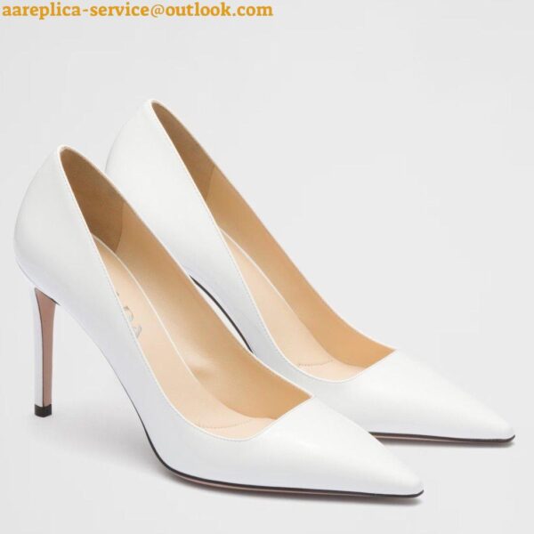 Replica Prada Pumps 95mm in White Patent Leather 3