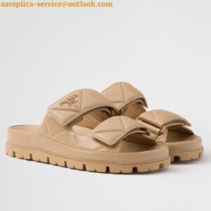 Replica Prada Women's Sandals in Beige Padded Nappa Leather