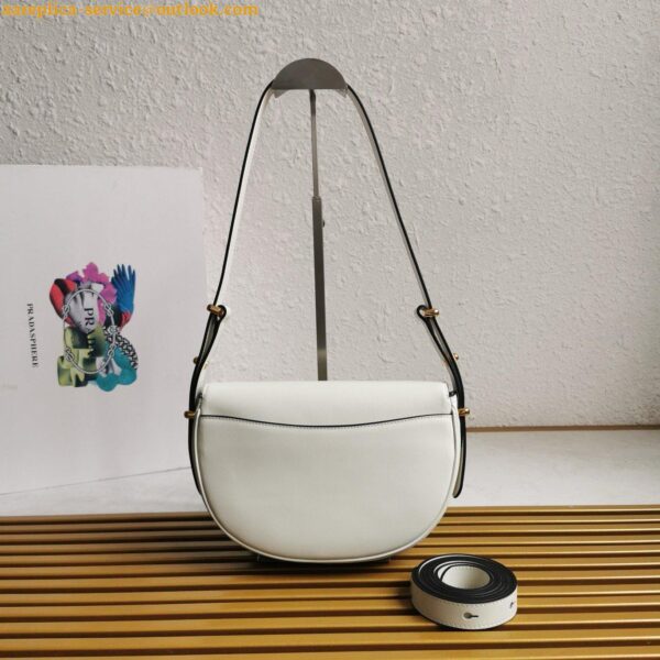 Replica Prada Arque Shoulder Bag with Flap in White Leather 32