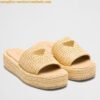 Replica Prada Crochet Flatform Slides in Black Raffia-effect Yarn 2