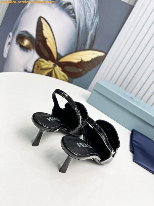 Replica Prada Slingback Pumps 45mm in Black Patent Calfskin 10