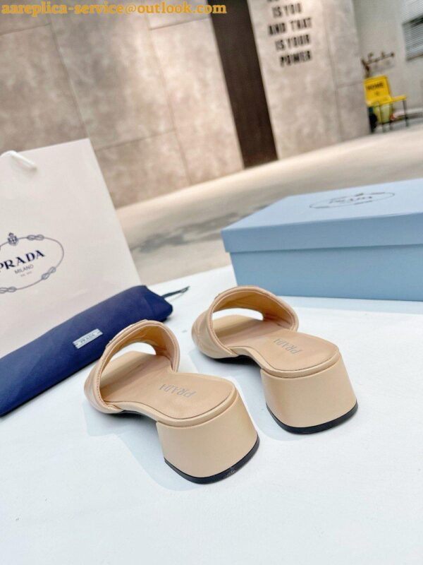 Replica Prada Women's Slides Sandals 35mm in Beige Nappa Leather 4