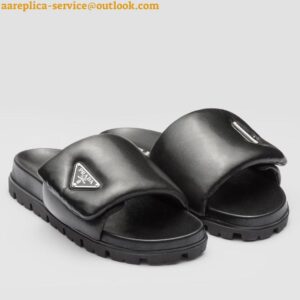 Replica Prada Slides In Black Soft Padded Nappa Leather