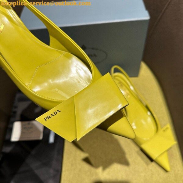 Replica Prada Slingback Pumps 45mm in Yellow Brushed Leather 5